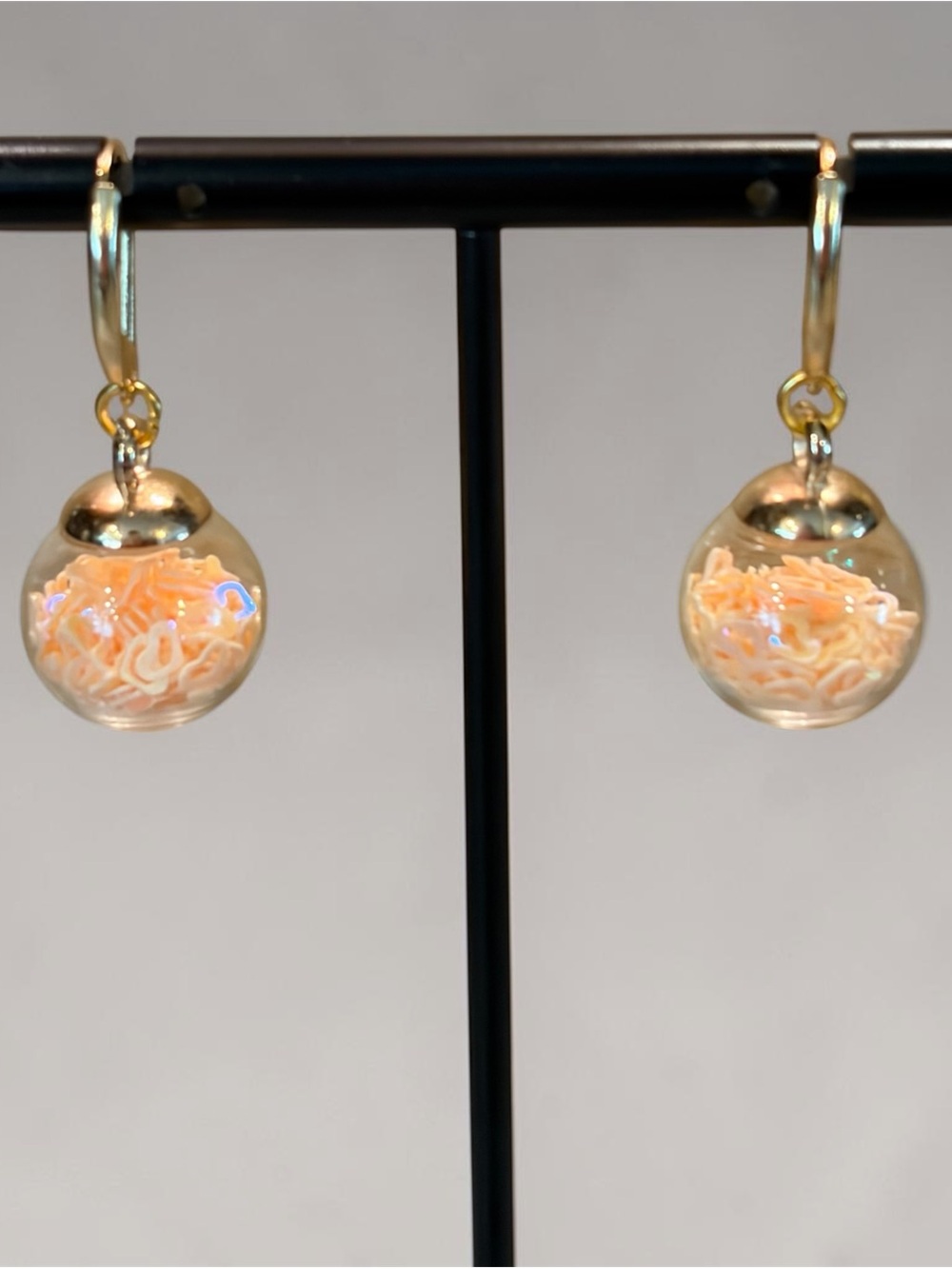 Handmade Leverback Earrings with Glass Globe Drops
